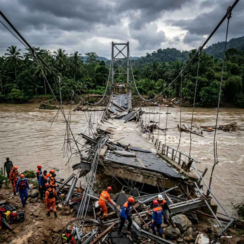 Jembatan Pangandaran Ambruk Saat Diresmikan
